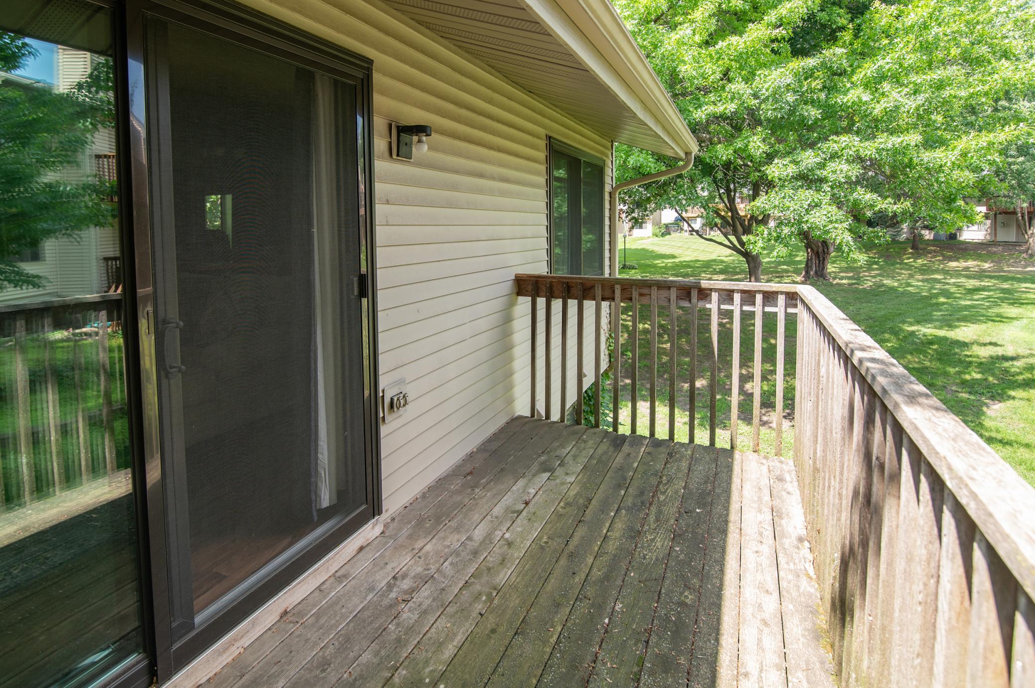 The small deck is perfect for relaxing or listening to the sounds of nature.