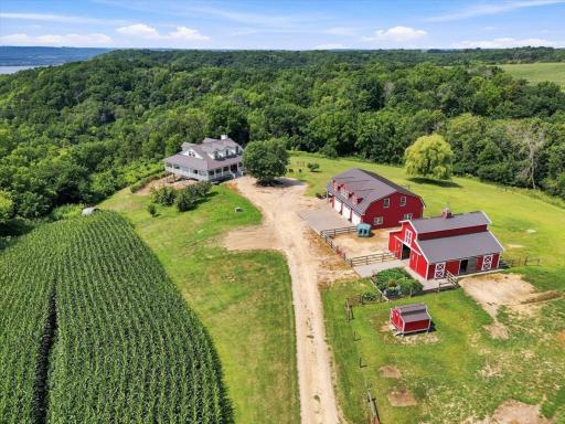 Home, garage, barn all surrounded by beauty