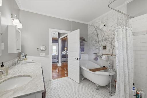 Soak in some bubbles and relax in the classic claw-foot tub