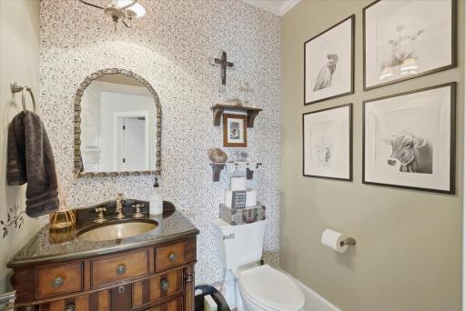 1/2 bathroom on the main level for guests