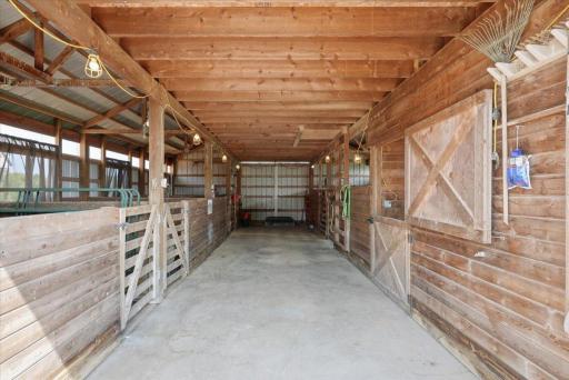6 stalls with tack/feed room and outdoor runs along with an autowaterer inside