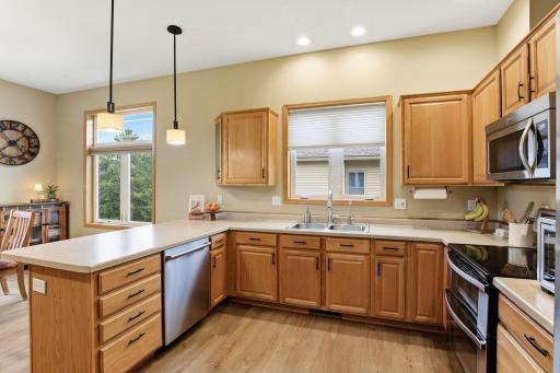 Stainless Steel Appliances, Double Oven & Recessed Lights.
