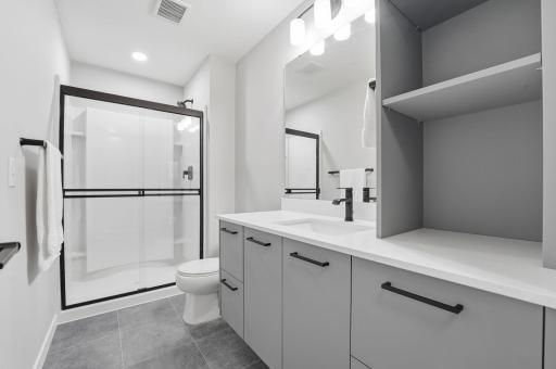 An additional 3/4 bathroom again with storage!