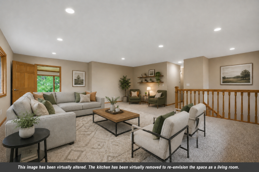 Don't need two kitchens? This rendering shows what the upper level might look like if you removed the kitchen.