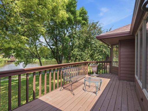 Large deck overlooking the peaceful pond.