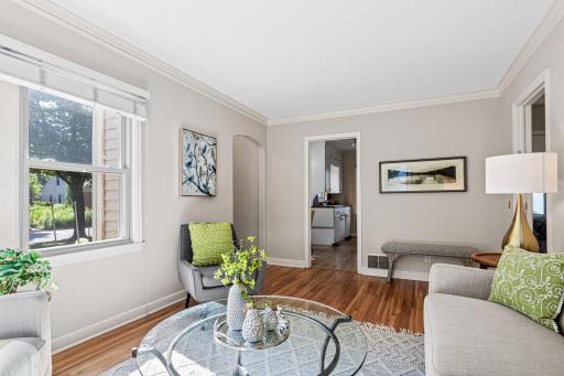 Hardwood floors throughout the main level. Freshly painted walls and cabinets.