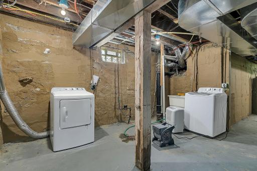 The basement is clean and well lit for laundry Newer washer and dryer. Some glass block windows have been added. The pre-inspection identified moisture levels in the walls, but only 1 minor episode in 3 years. This basement is for storage!
