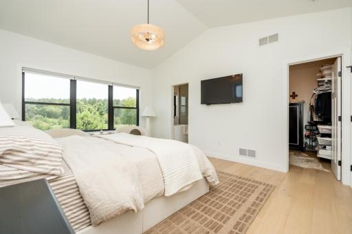 Primary suite complete with a walk-in closet and spa-inspired ensuite bath.
