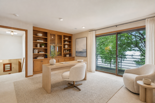 Primary Suite office with Deck-Virtually Staged