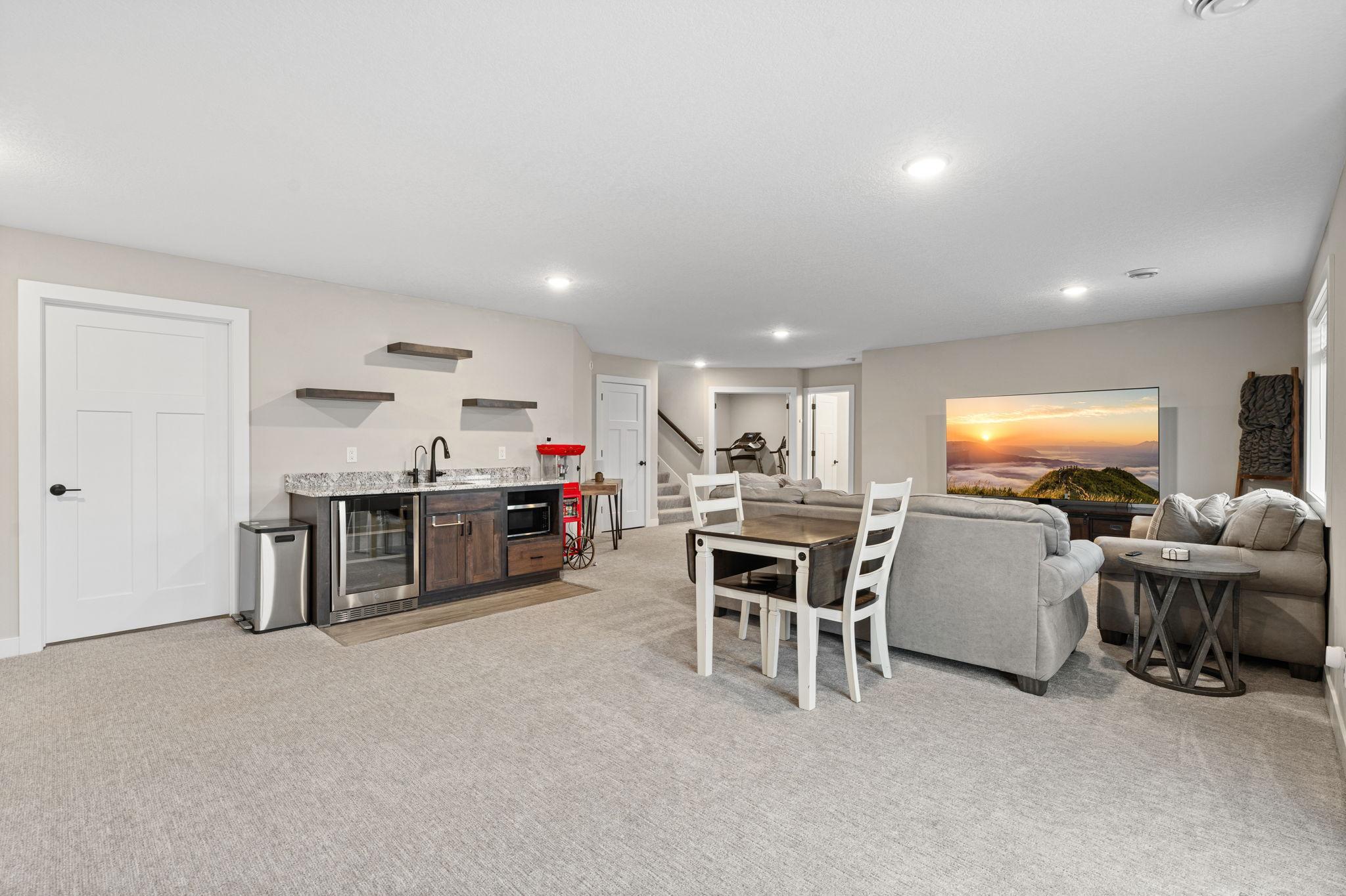 There is even a wet bar and fridge