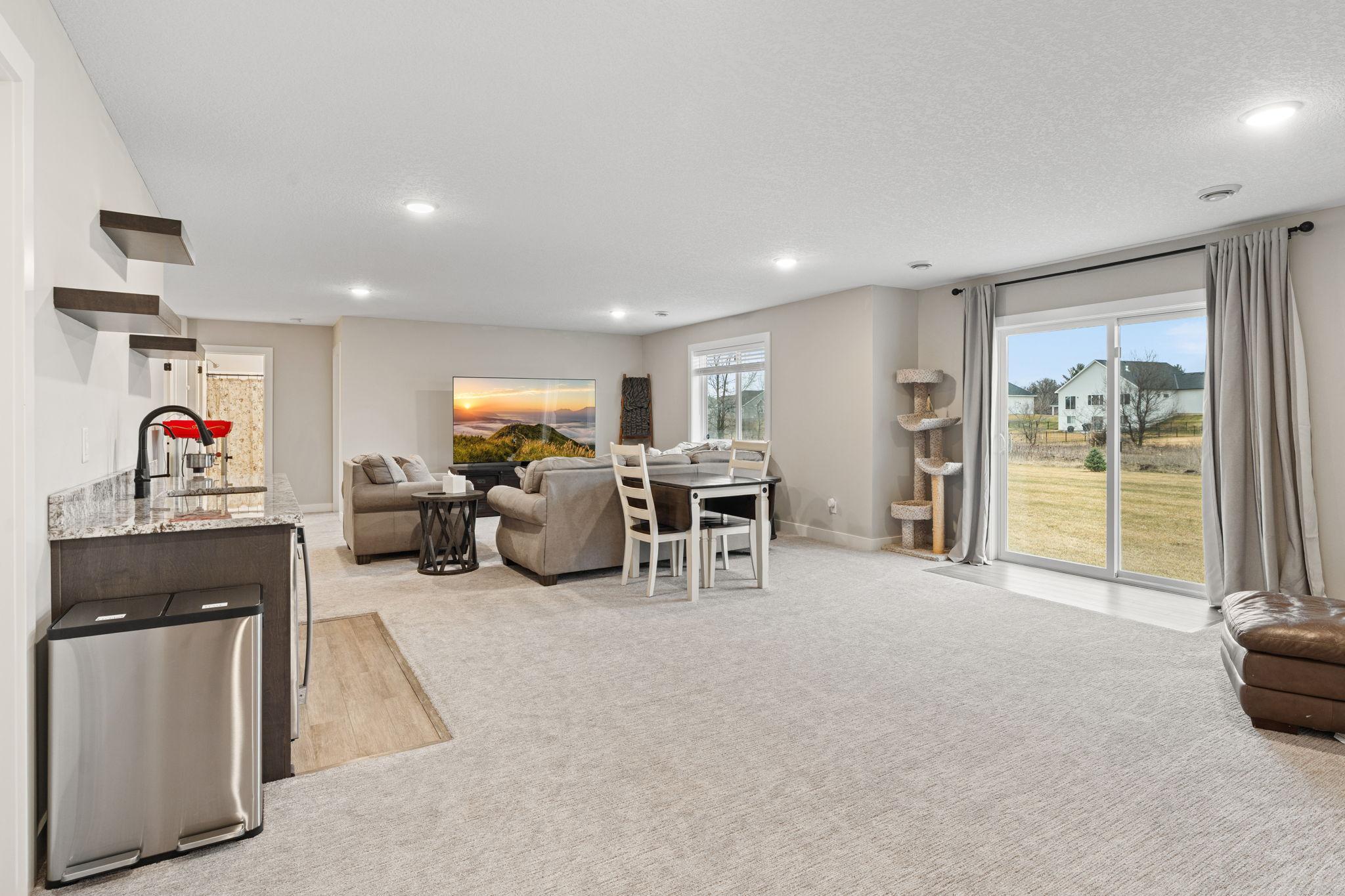 Plenty of room for a pool table or gaming area.