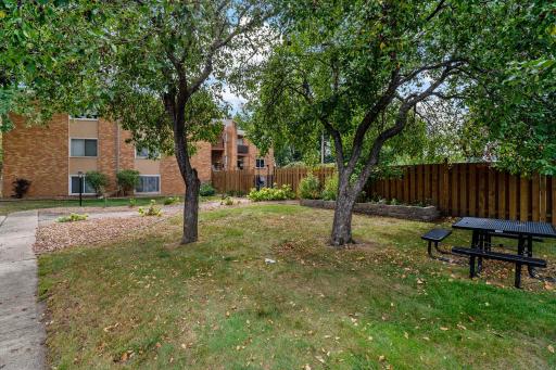 Outdoor lounging and dining space adjacent to 9147 main building