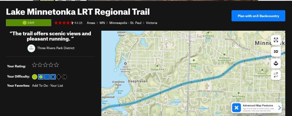 LRT Trail will take you right into Excelsior to the West and City lakes to the East.
