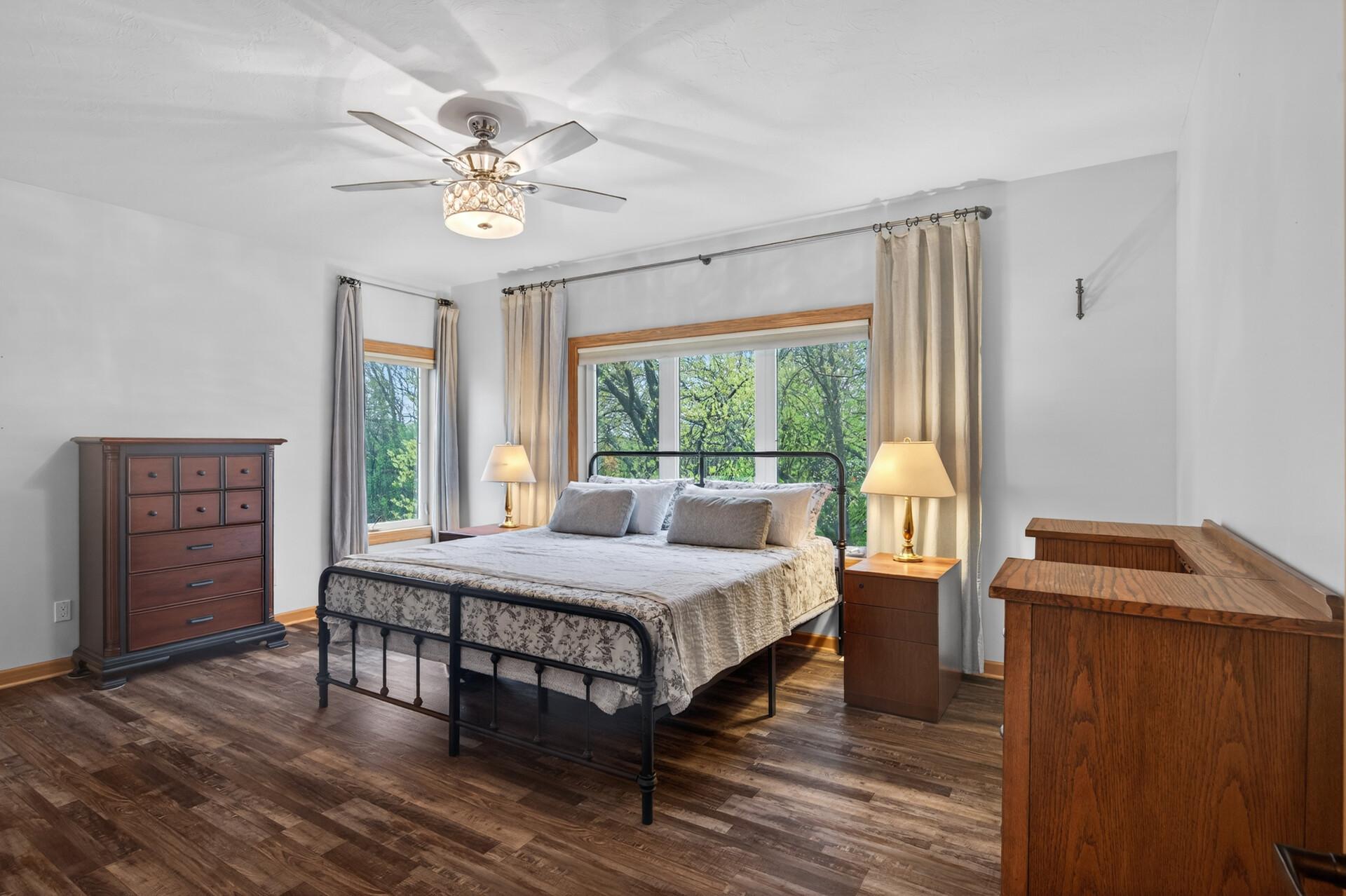 Main floor, primary bedroom with en-suite bathroom.