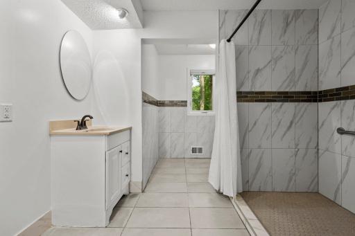 Main level bath with walk-in shower