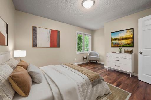 Virtually staged primary bedroom