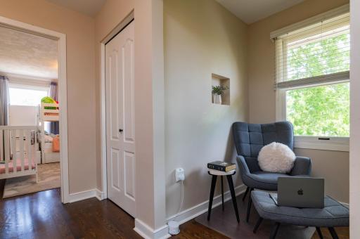 The reading nook coul dbe an office space or add second level laundry!