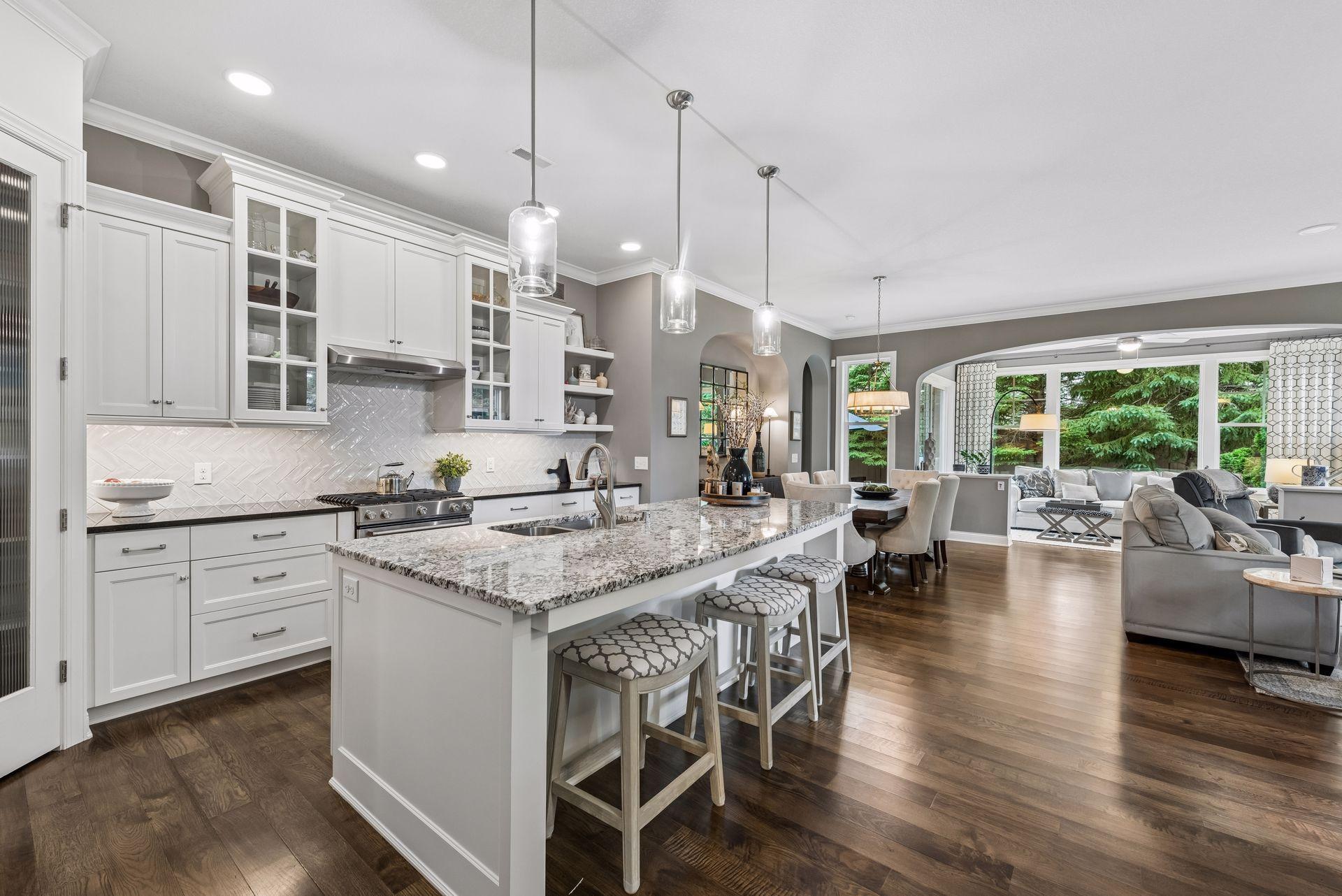 Very open floor plan is this Charles Cudd home. Flows naturally and is very inviting for you and your guests.