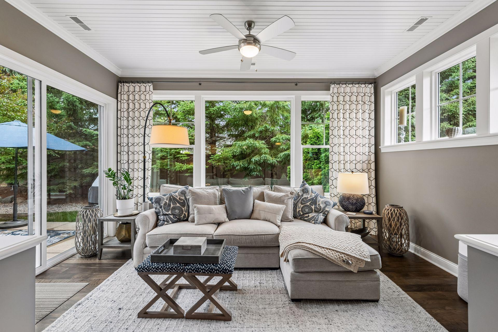 Great natural lighting in your sun room where you can walk-out to your patio.