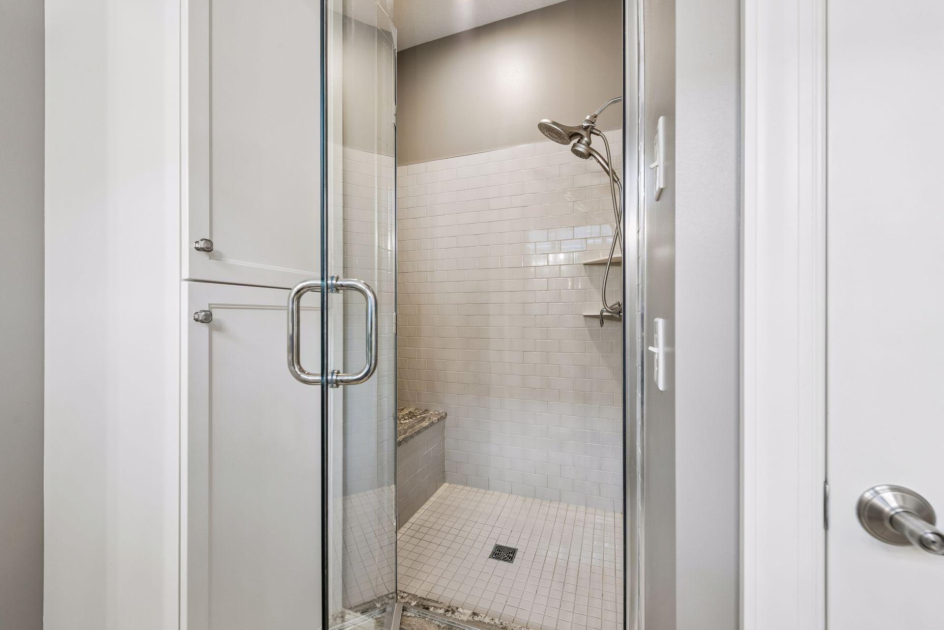 Beautiful walk-in shower with tile!