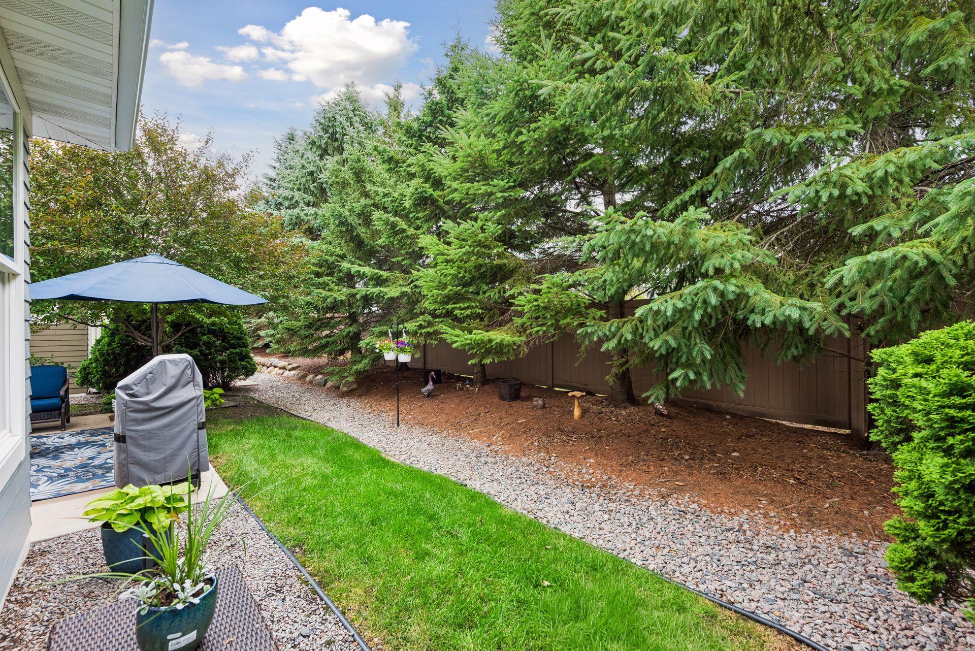 Nice yard and rock area off of your back patio.