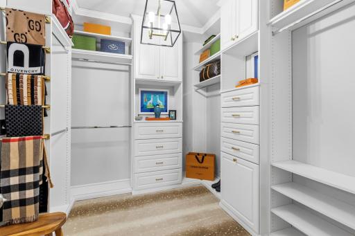 Custom built walk-in closet with new high end carpet installed this year.