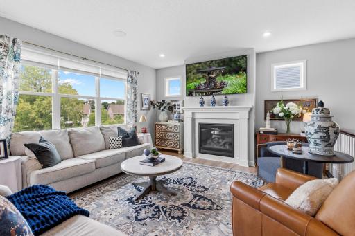The living room gas fireplace is perfect for our Minnesota chilly evenings.