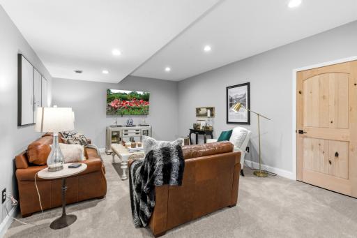 Family room #2 or the movie space. The door to the right, is to the large storage room.