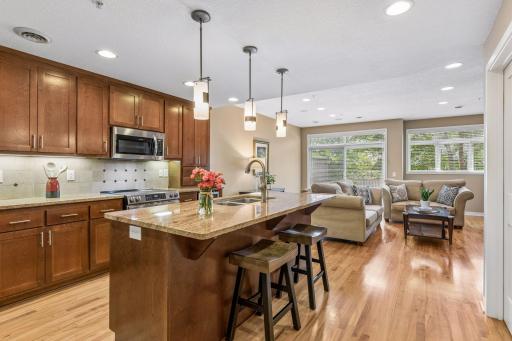 Another perspective showing the relationship between the kitchen and great room.