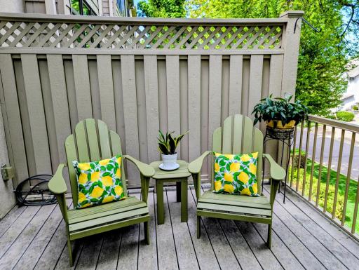 The deck faces east, perfect for enjoying a morning cup of coffee or evening glass of wine.