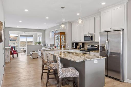 Modern kitchen with stainless steel appliances and island