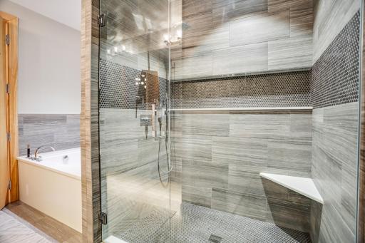Find a spa-like full bathroom on the second level.