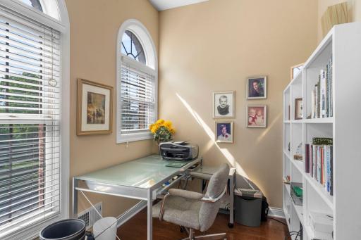 In home office space off living room