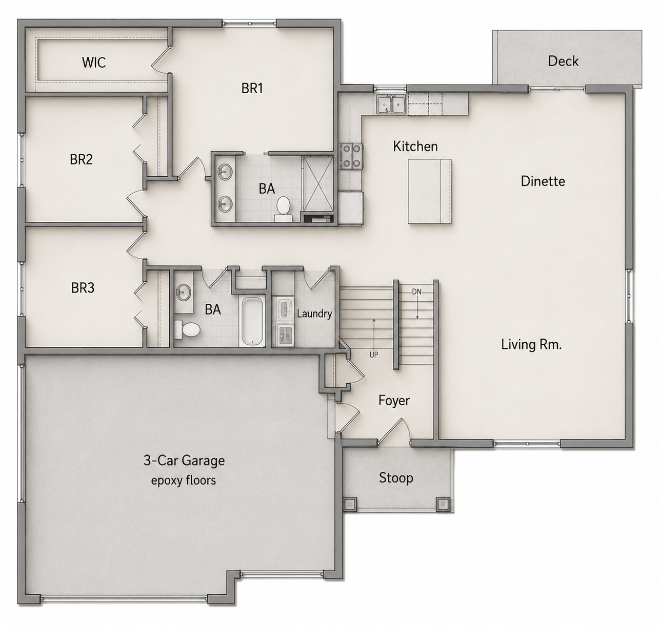 3 BRs on main level