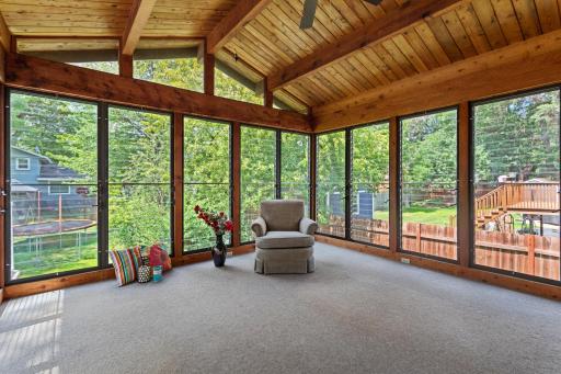 Fully Enclosed Three-Season Porch with Vaulted Tongue-and-Groove & Vaulted Ceiling