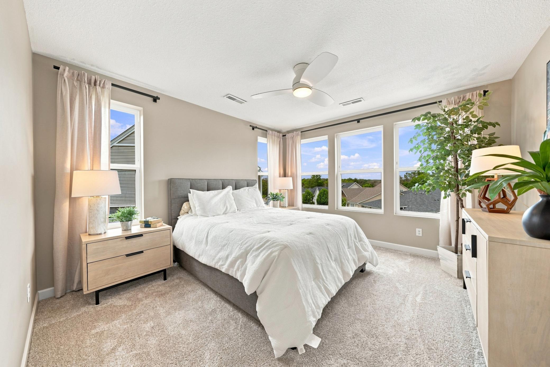 The primary and 2 other bedrooms await you on the upper level