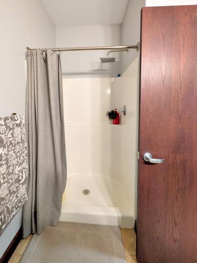 Rainfall shower head in lower level bath!