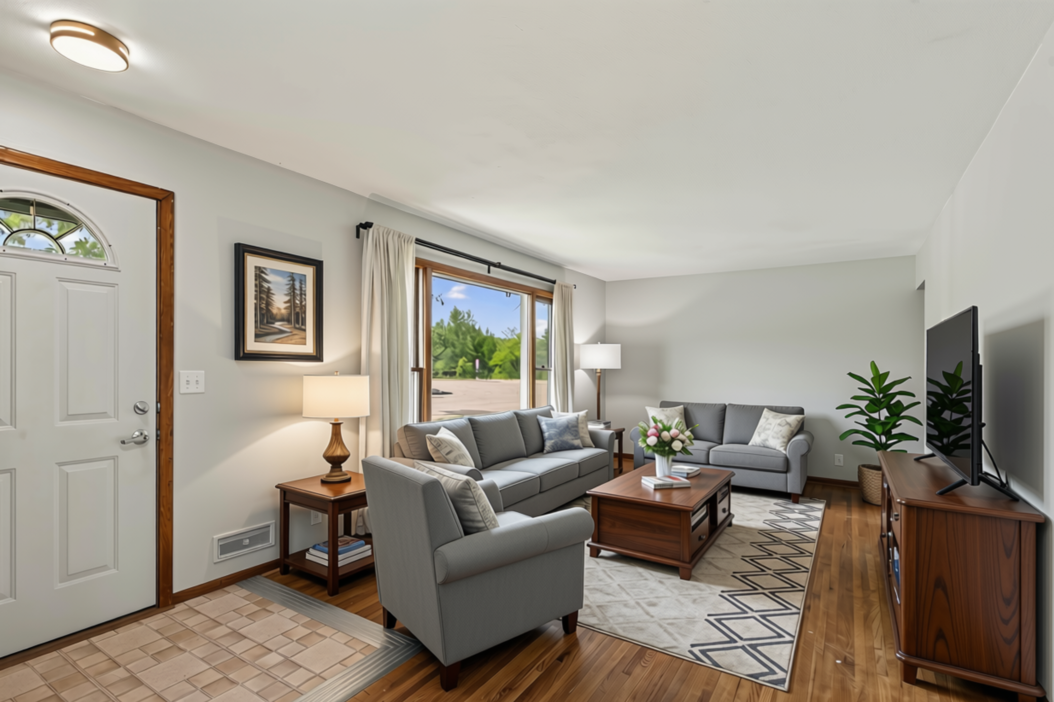 This virtually staged room will look even cozier with your own decor.