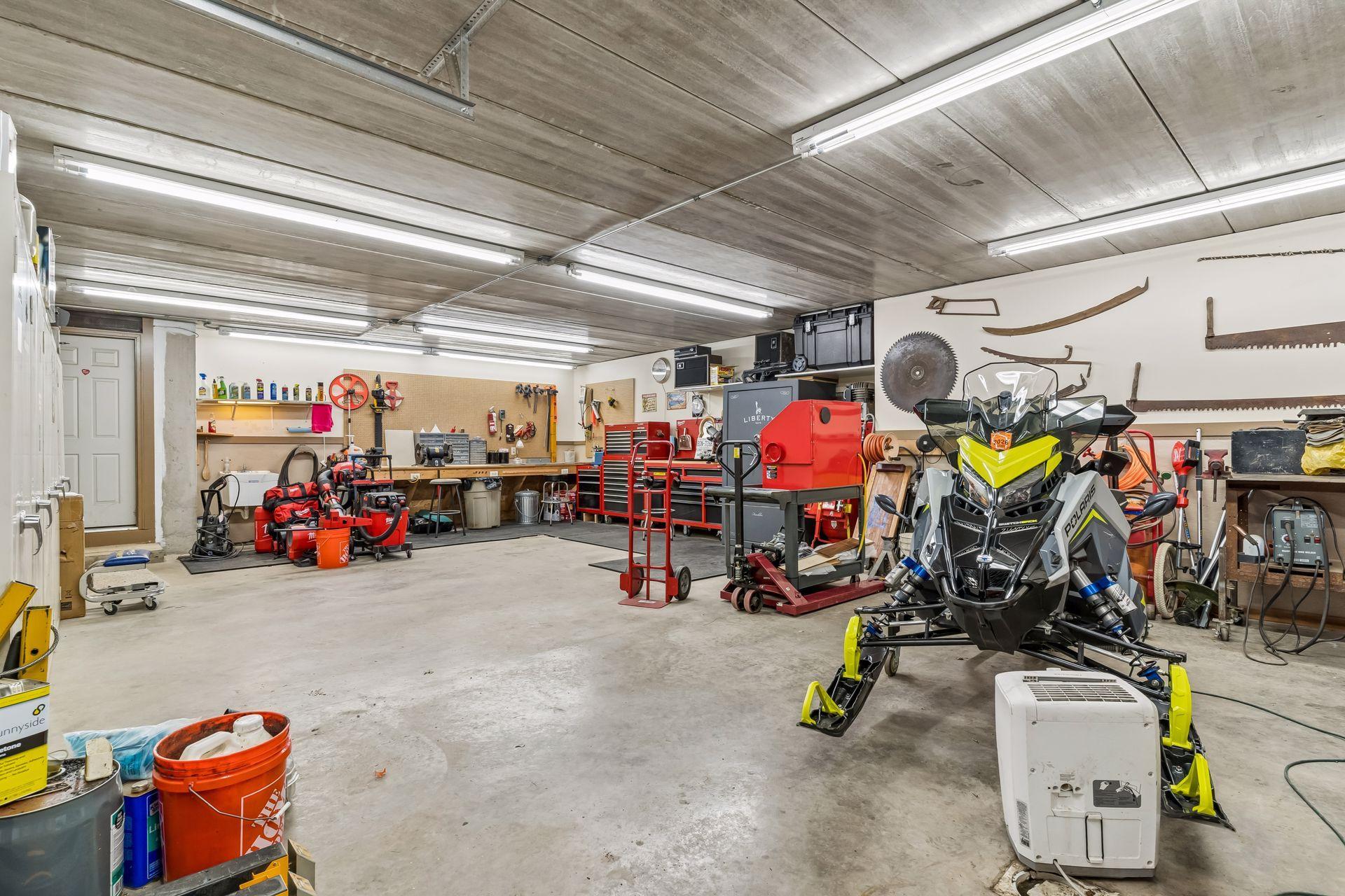 Another view of the massive lower level garage.