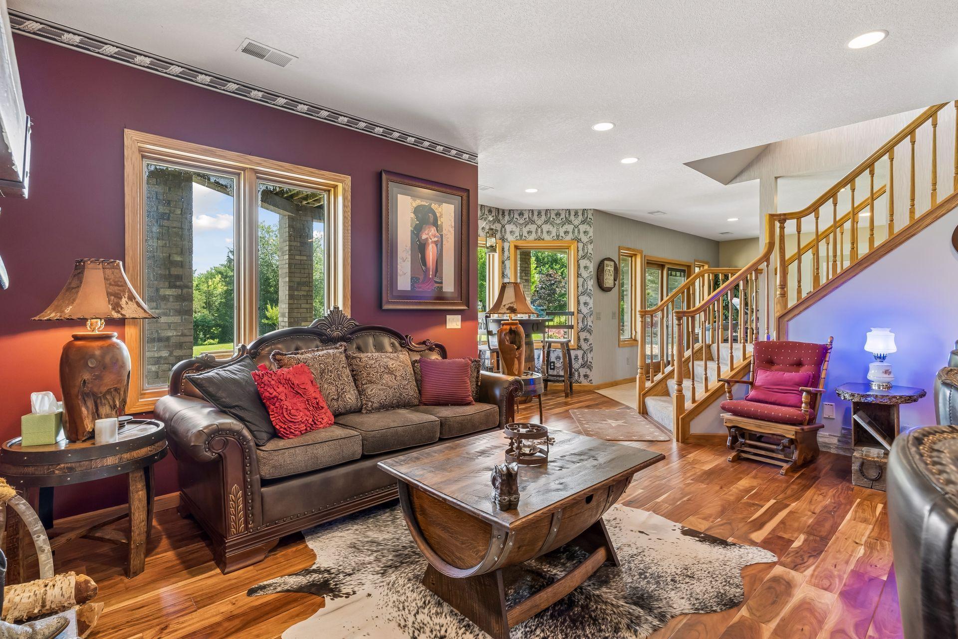 This additional view showcases the comfortable sitting area, perfect for relaxing by the fireplace, enjoying conversation, or gathering with friends.