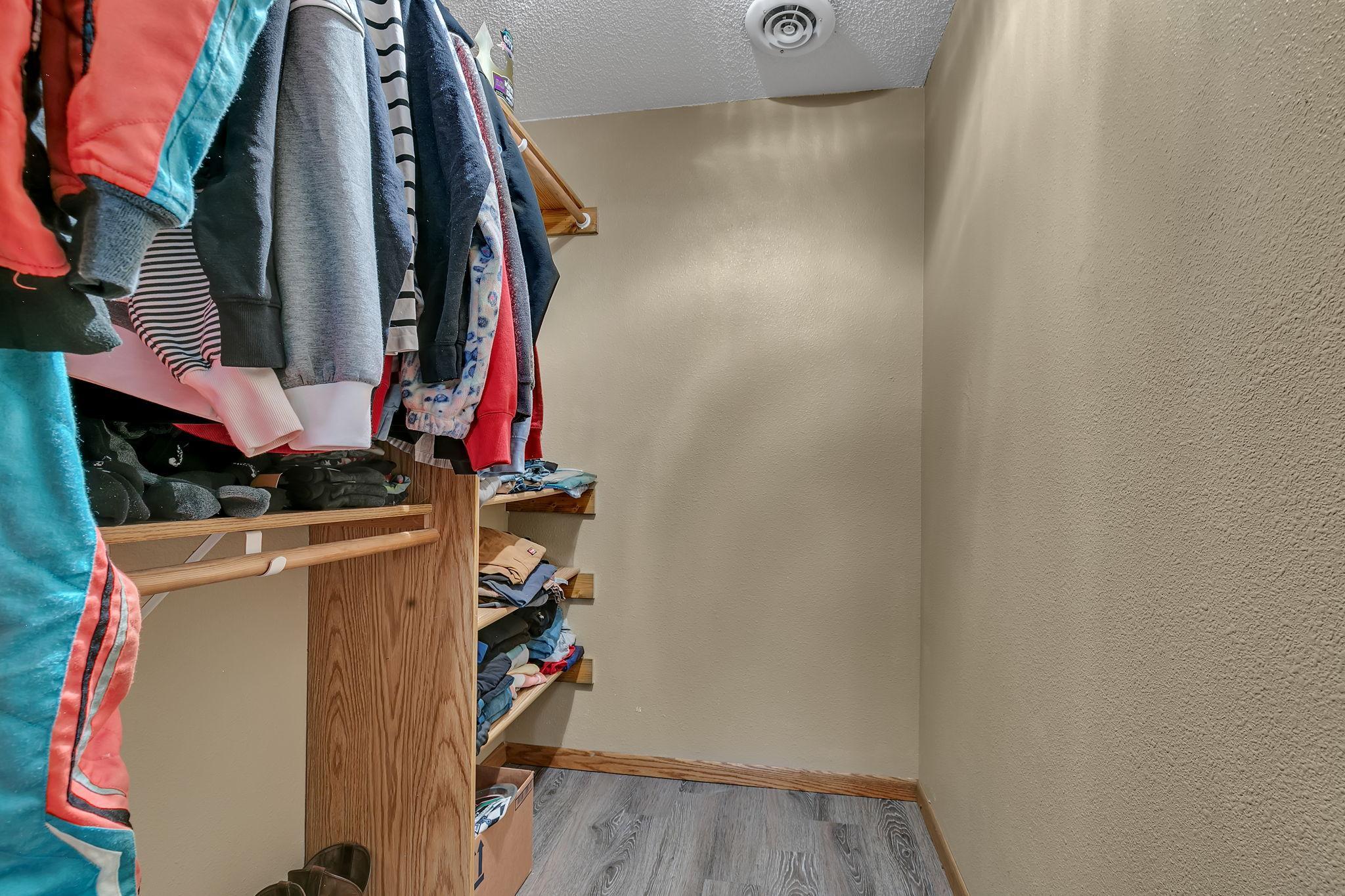 Lower level walk in closet