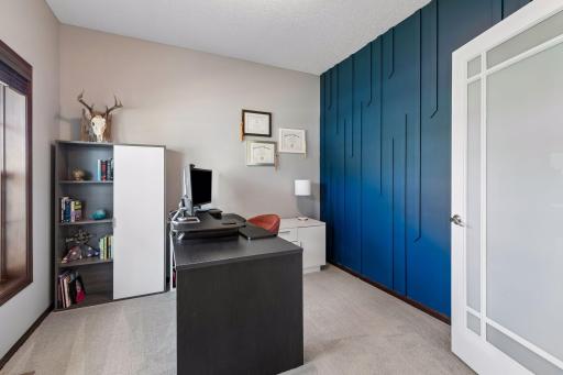 Office with accent wall