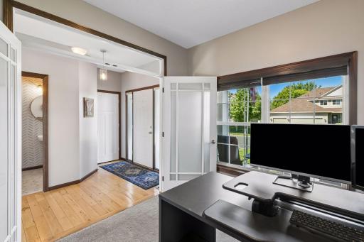 Double door office to entry way