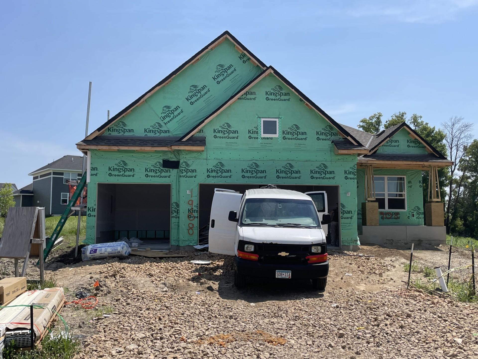 (Photo is of the actual home in progress.)
