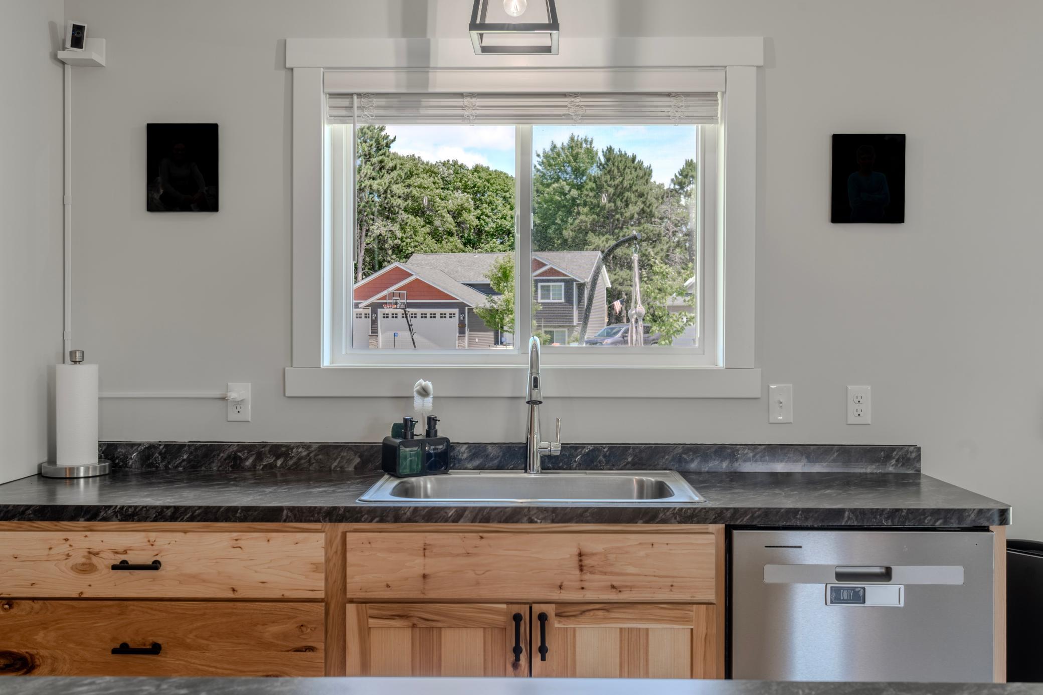 Oversized drop in sink and kitchen window