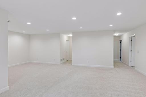 Lower level space for a second living room or a gaming room
