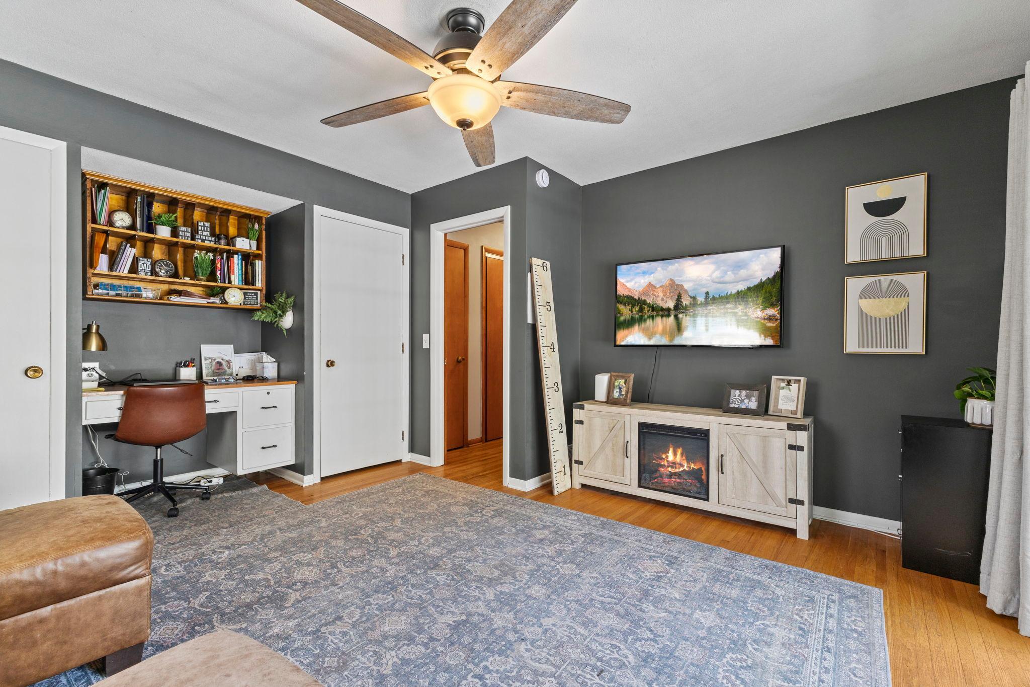 This versatile room is perfect for a home office, reading nook, bedroom or flex space.