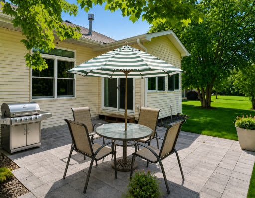 "Beautiful paver patio extends your living space outdoors and offers the perfect setting for dining, entertaining, or relaxing. Enjoy mature trees, expansive green space, and low-maintenance association living with lawn care and snow removal included