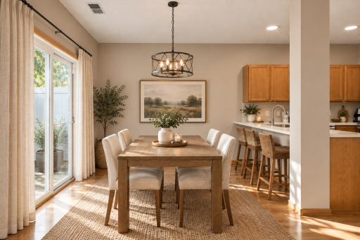 Eat in kitchen with access to your back patio. (virtually staged)
