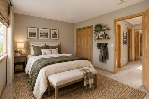 Upper level bedroom three. (virtually staged)